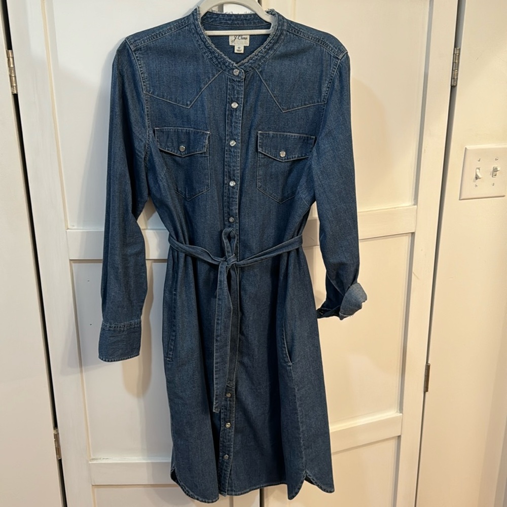 J. Crew Denim Dress with Opal Button Detail